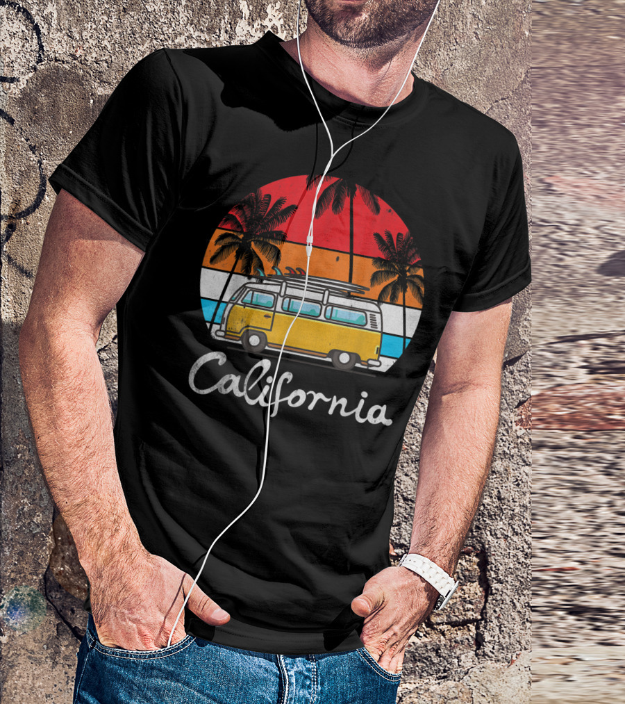 California Surf Van Vintage Sunset Retro T-Shirt