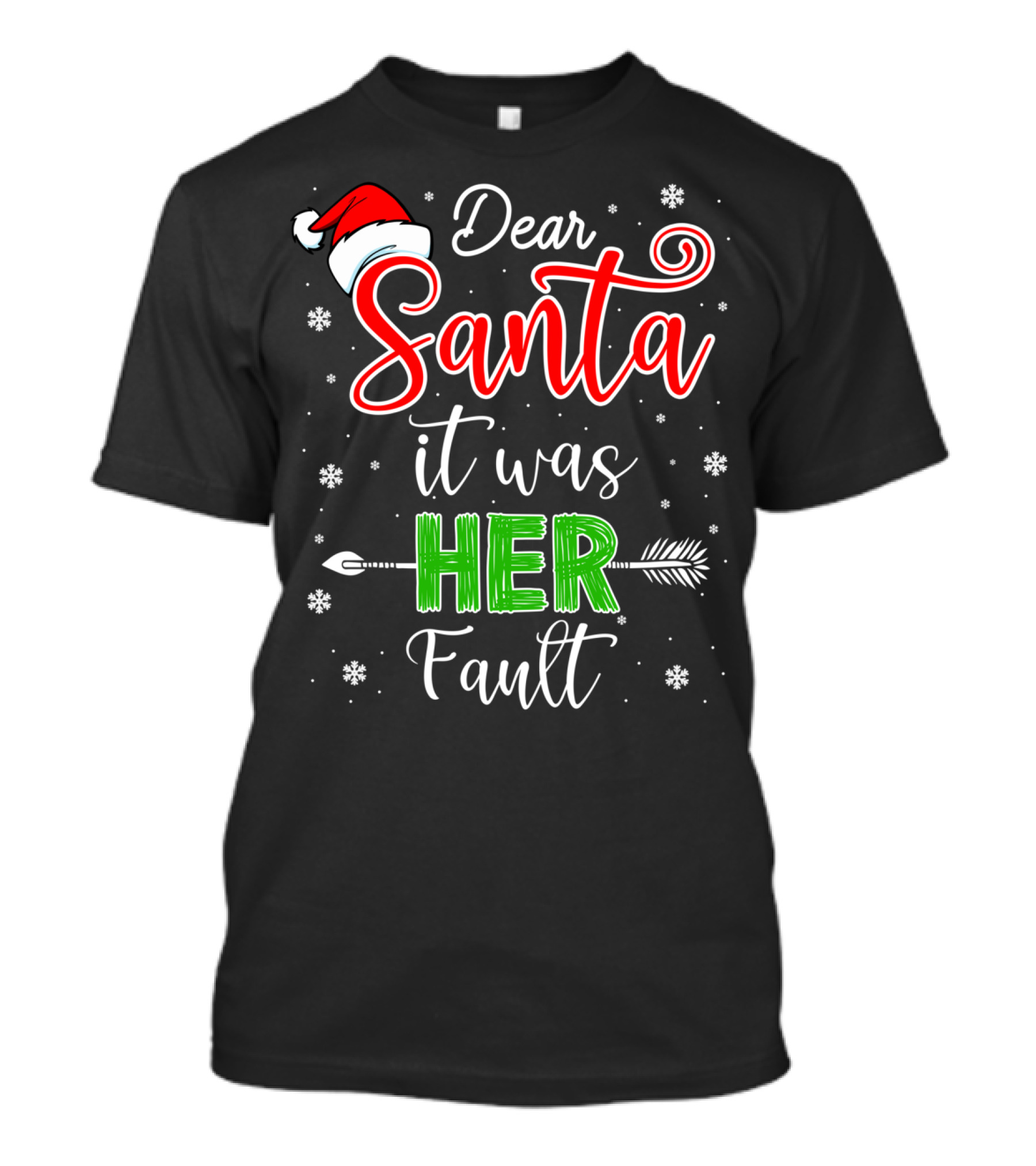 Dear Santa It Was Her Fault Christmas Couples T-Shirt