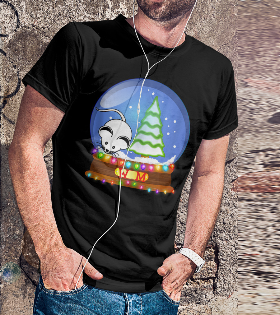 Christmas Snow Globe Santa White Mouse WM Tree T-Shirt