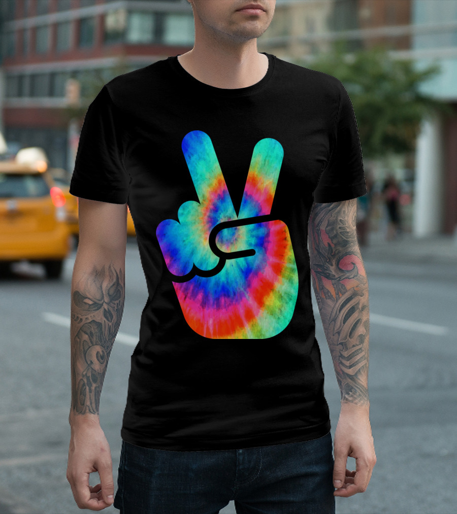Cool Tie Dye Peace Hand T-Shirt