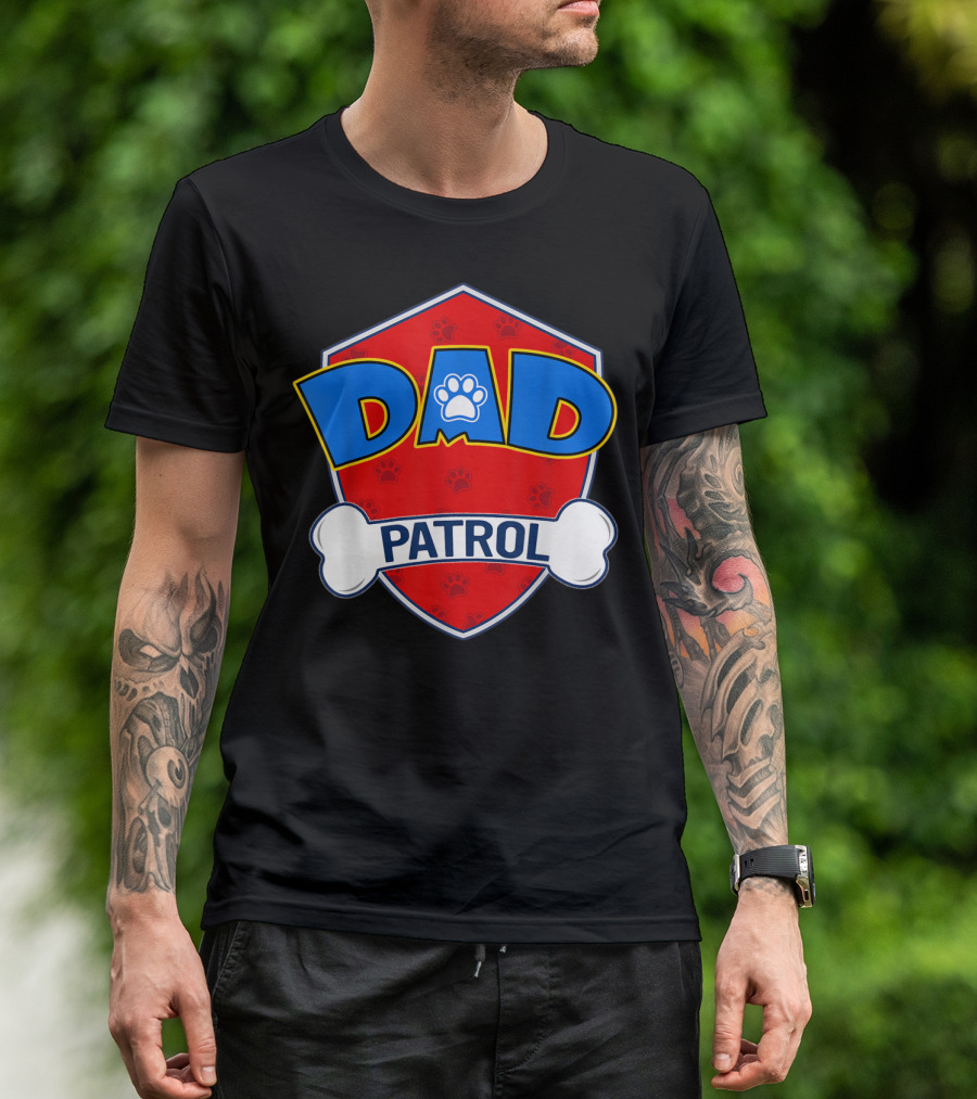 Dad Patrol Paw Print Shield T-Shirt