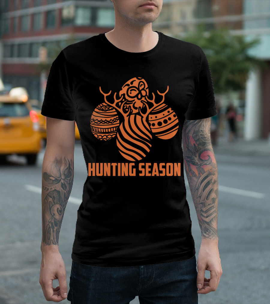 Hunting Season Funny Easter Egg Antlers T-Shirt