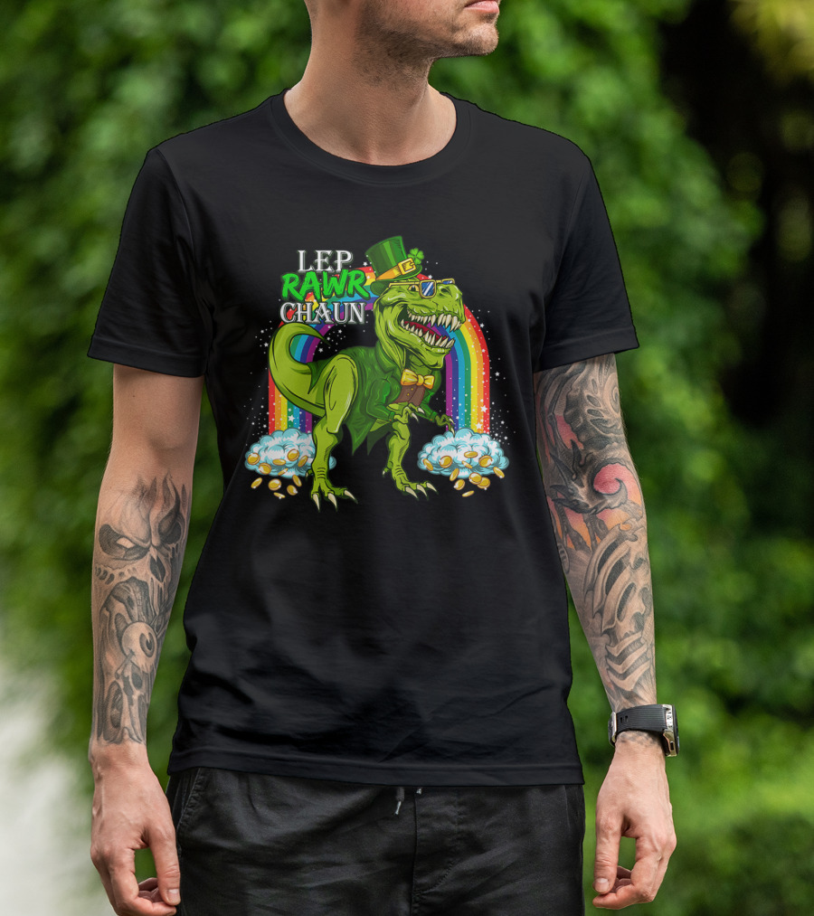 LEP RAWR CHAUN T-Rex Rainbow Coins T-Shirt