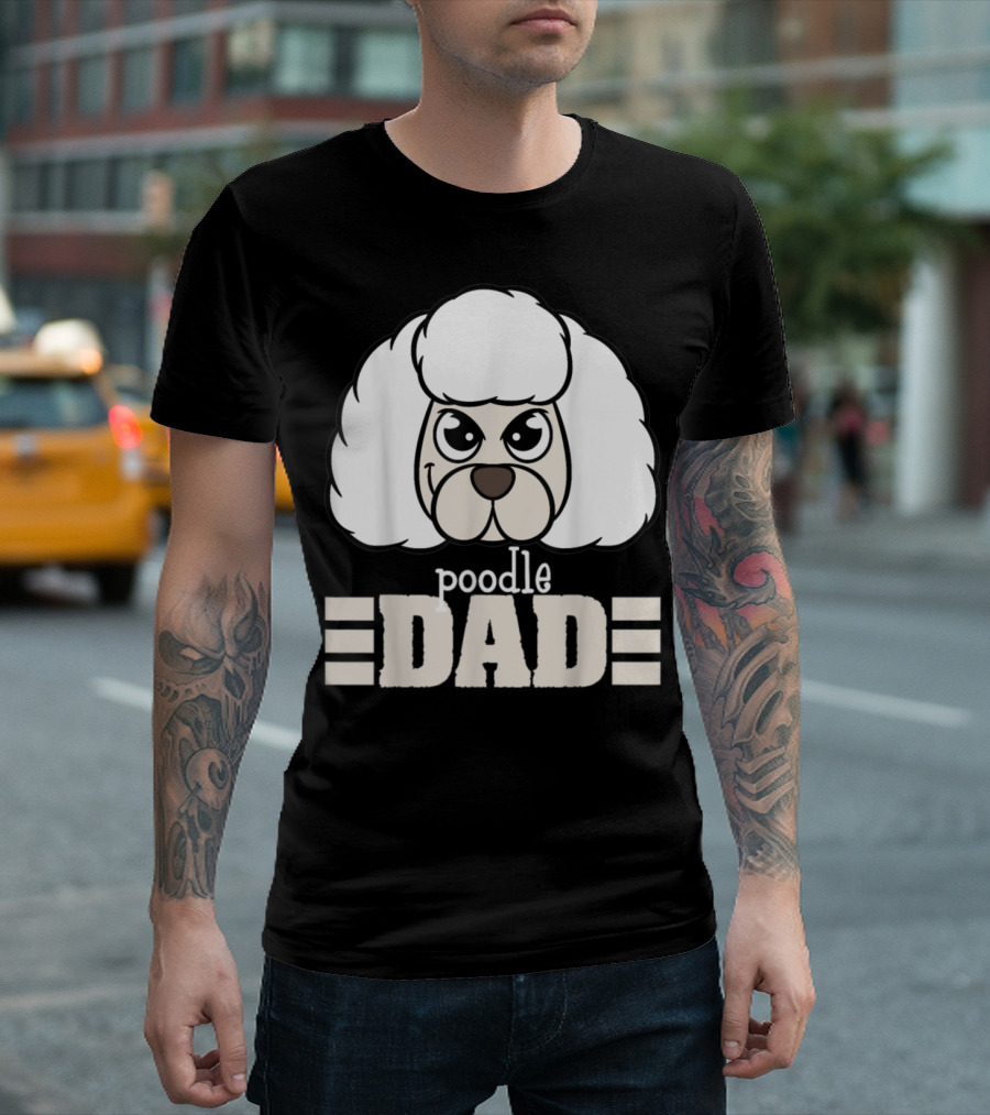 Poodle Dad Face Graphic With Text T-Shirt