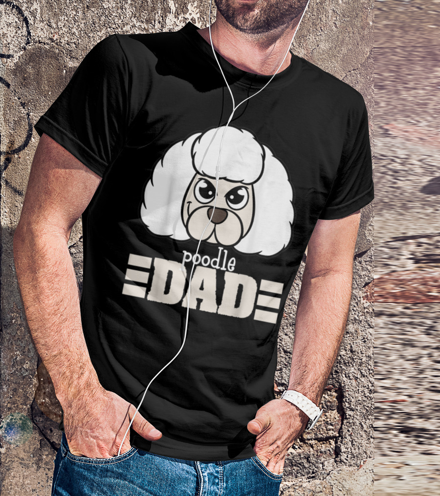 Poodle Dad Face Graphic With Text T-Shirt