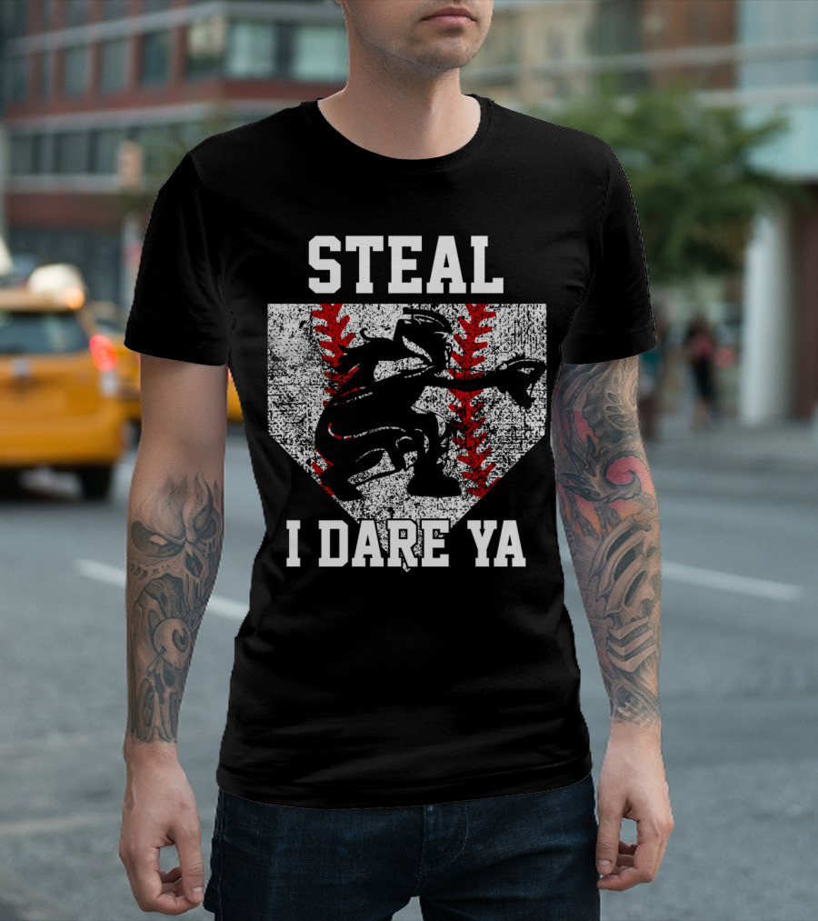 Steal I Dare Ya Girls Softball Catcher T-Shirt