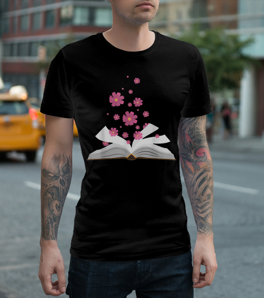 I Love The Aroma Of The Paper Reading With Blossoming Open Book And Floating Flowers T-Shirt