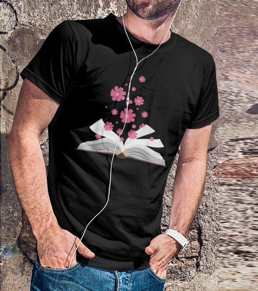 I Love The Aroma Of The Paper Reading With Blossoming Open Book And Floating Flowers T-Shirt