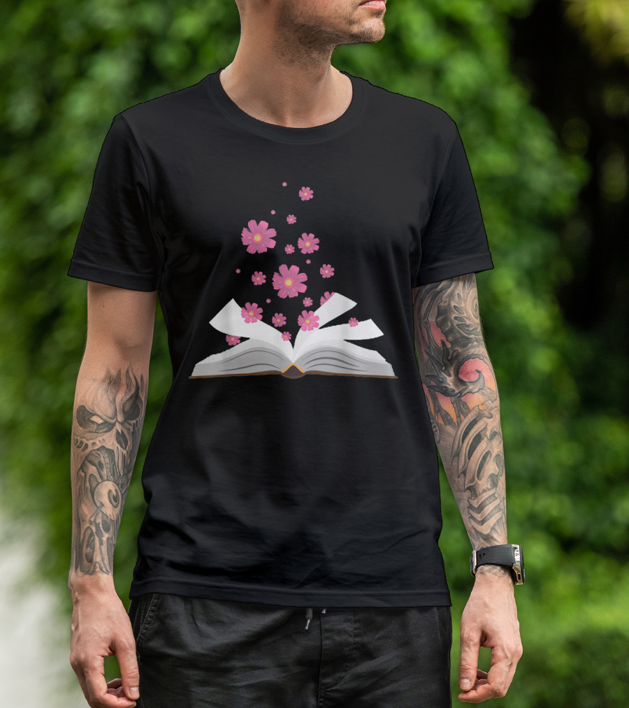 I Love The Aroma Of The Paper Reading With Blossoming Open Book And Floating Flowers T-Shirt