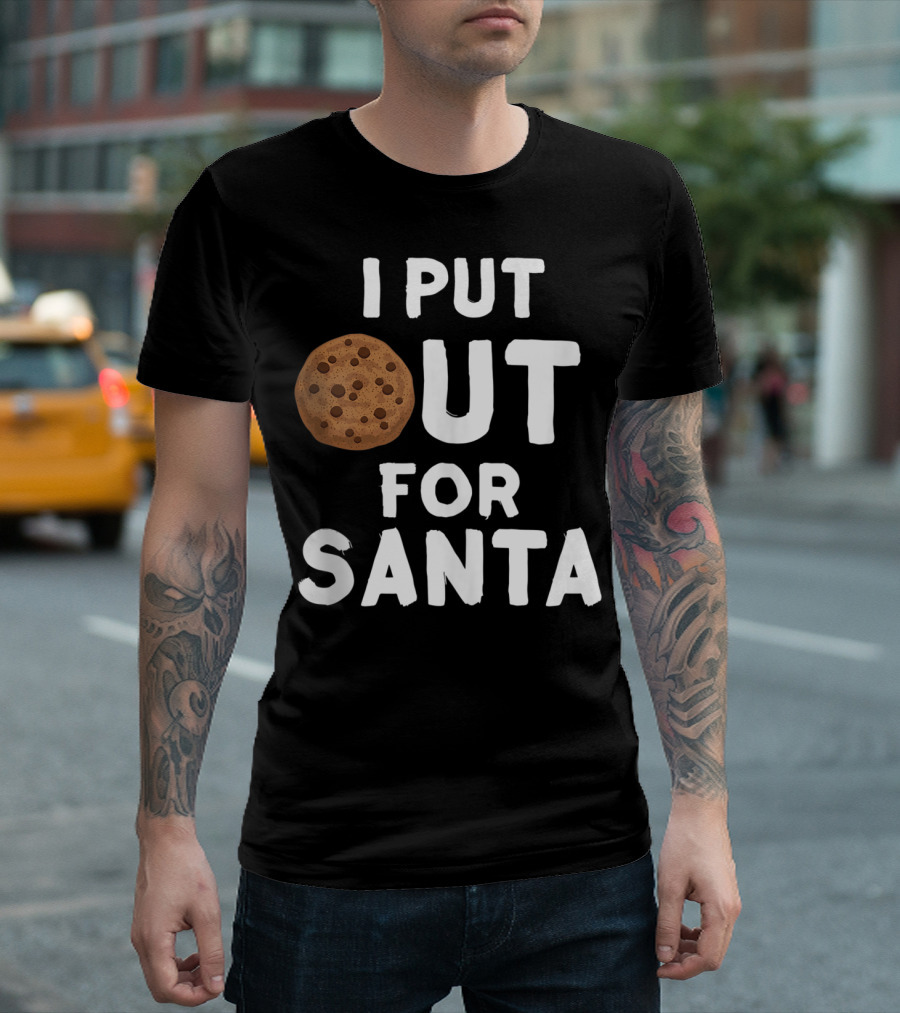 I Put Out For Santa Funny Milk Cookies Christmas Humor T-Shirt
