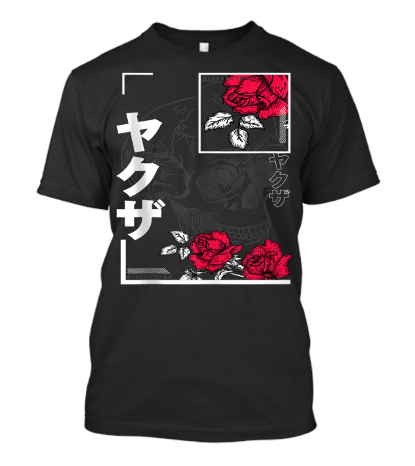 Urban Yakuza Skull And Red Roses T-Shirt