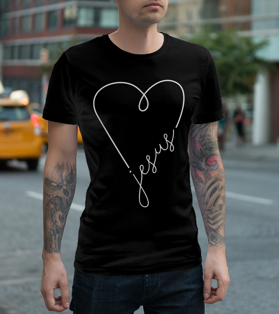 Jesus Script Heart Christian T-Shirt