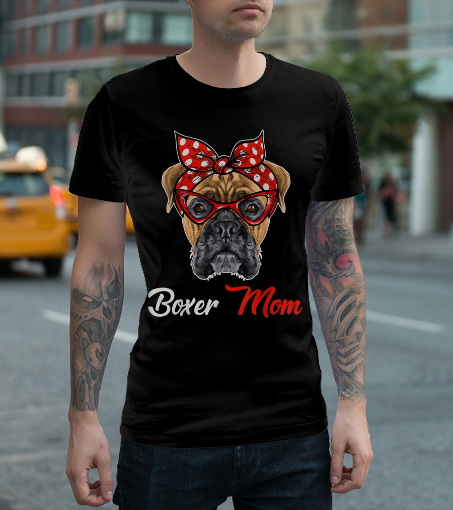 Boxer Mom Bandana Glasses T-Shirt
