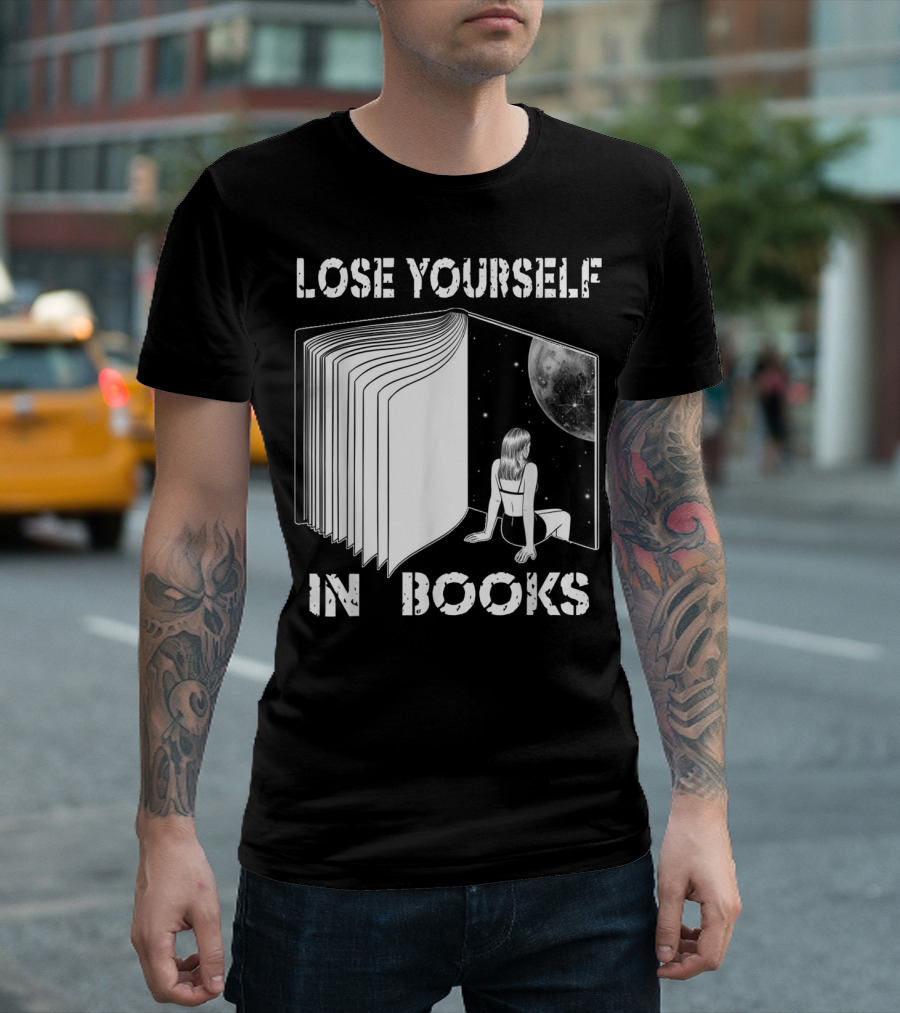 Lose Yourself In Books Reading Galaxy Escape Moon T-Shirt