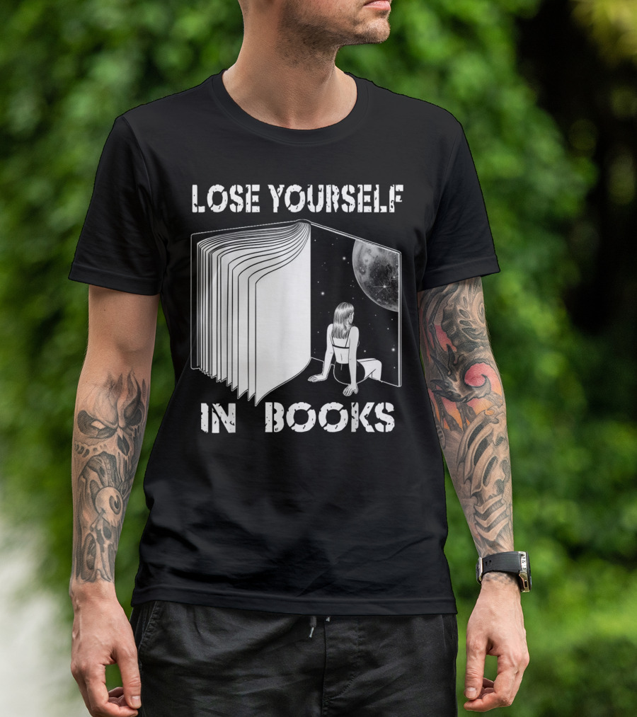 Lose Yourself In Books Reading Galaxy Escape Moon T-Shirt