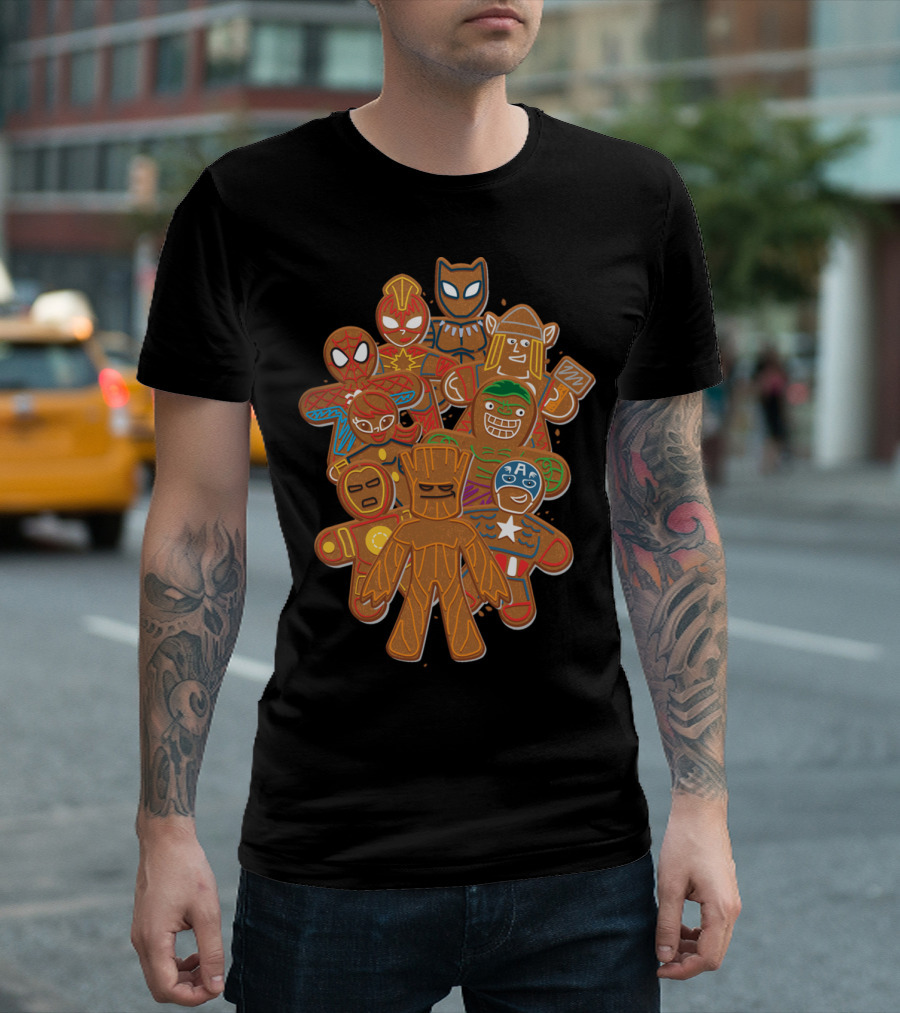 Marvel Avengers Superhero Gingerbread Cookie Cluster T-Shirt