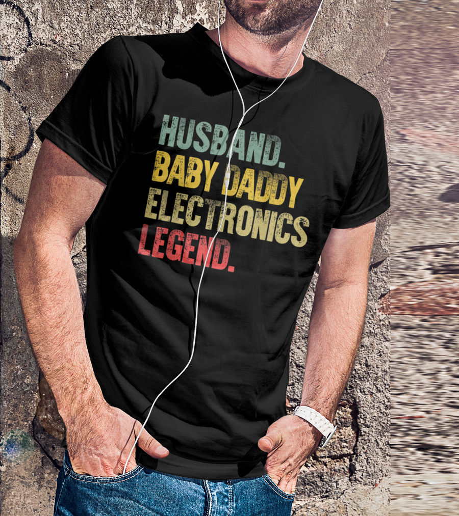 Husband Baby Daddy Electronics Legend Mens Funny Vintage T-Shirt