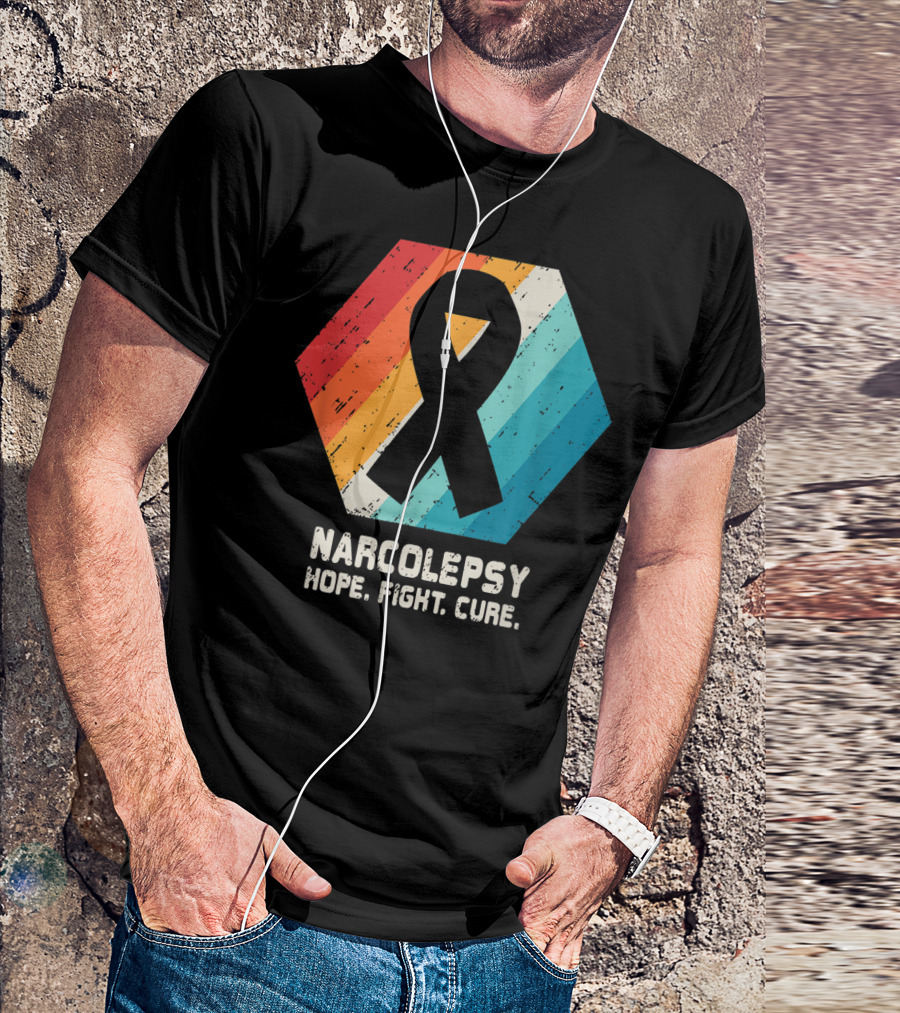Narcolepsy Hope Fight Cure Ribbon Retro Awareness T-Shirt