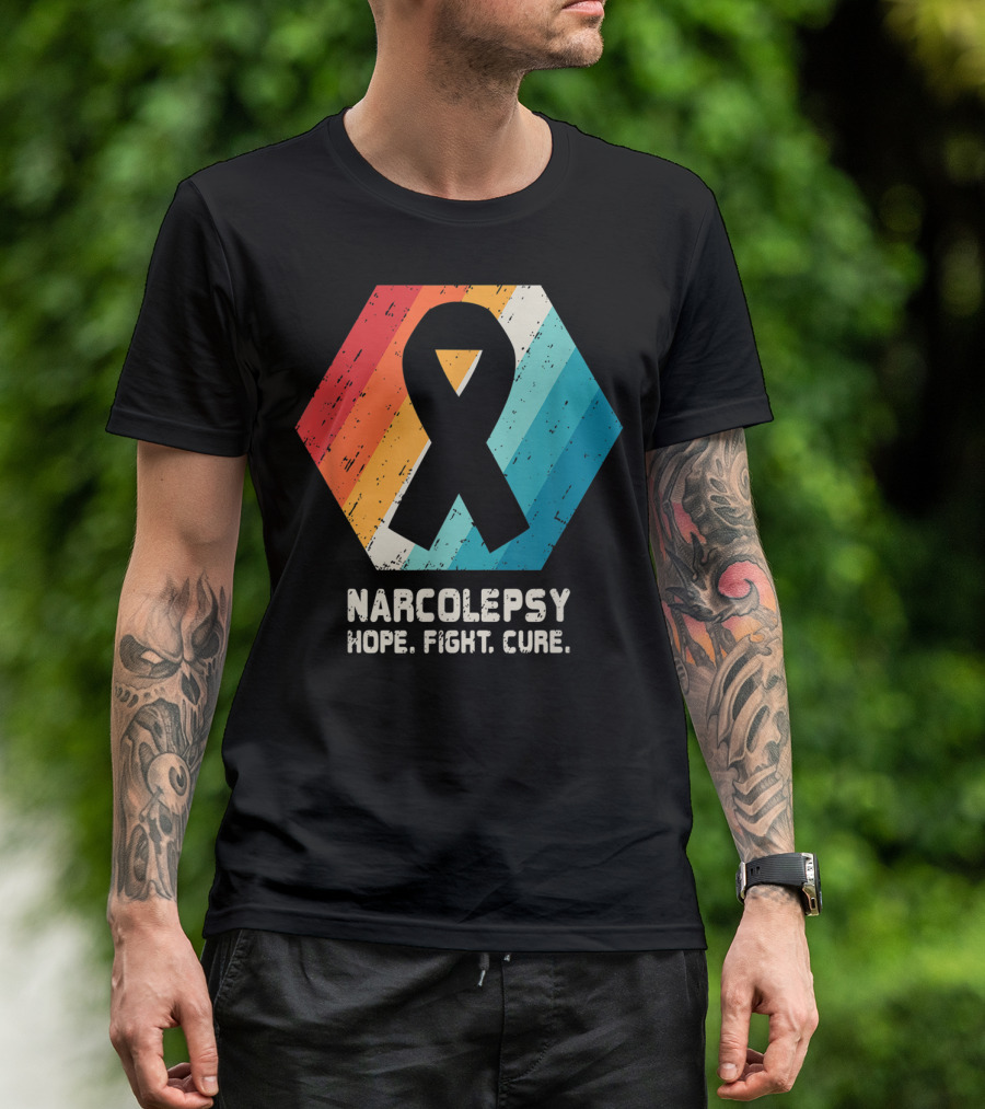 Narcolepsy Hope Fight Cure Ribbon Retro Awareness T-Shirt