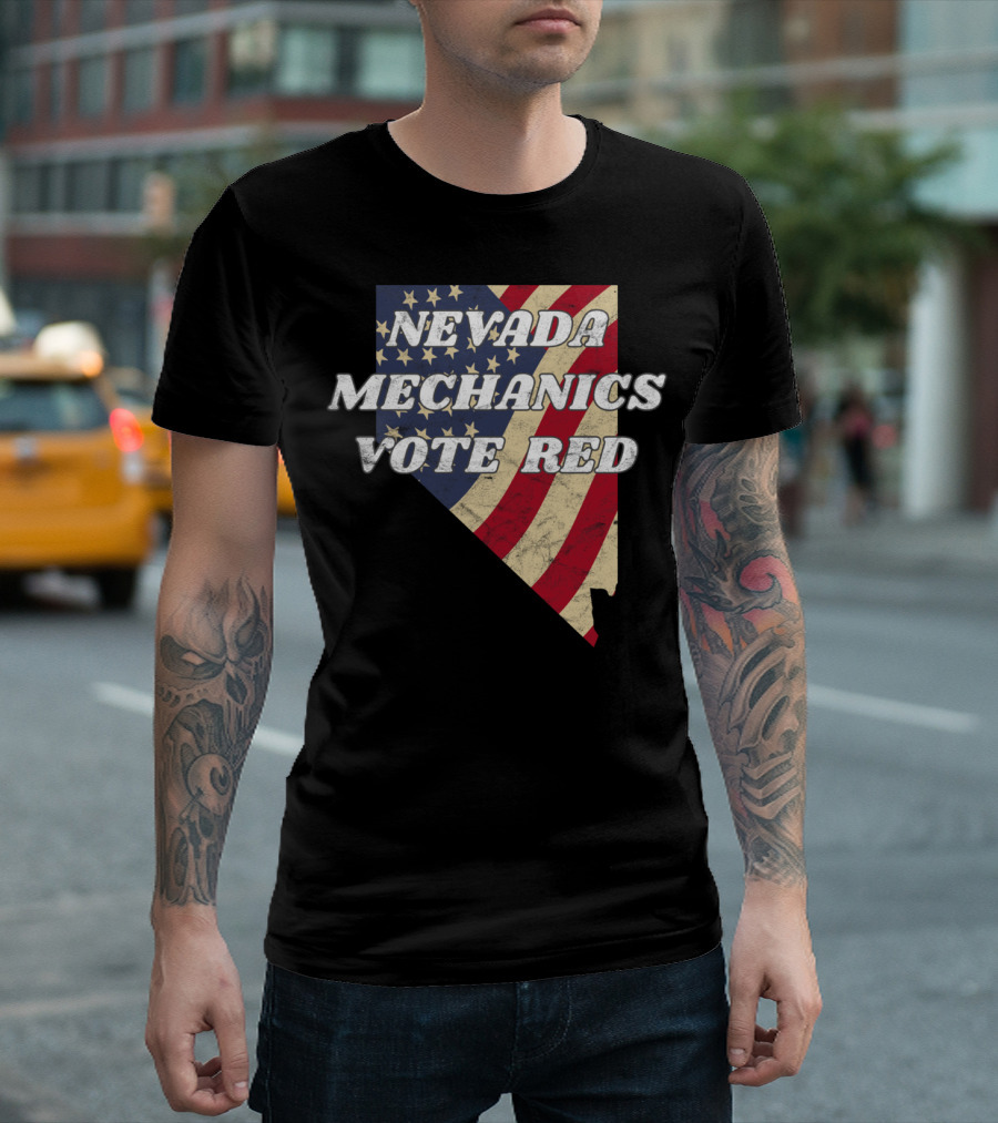 Nevada Mechanics Vote Red American Flag Shape T-Shirt