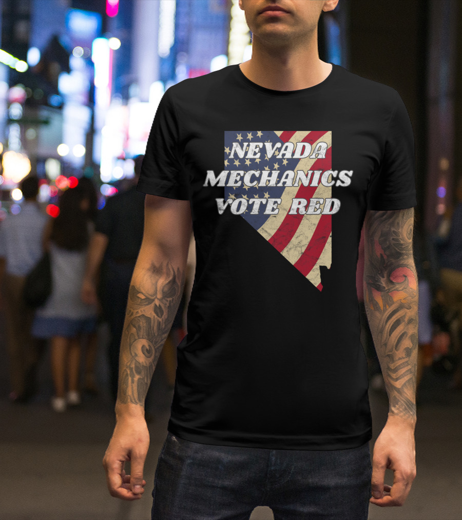 Nevada Mechanics Vote Red American Flag Shape T-Shirt