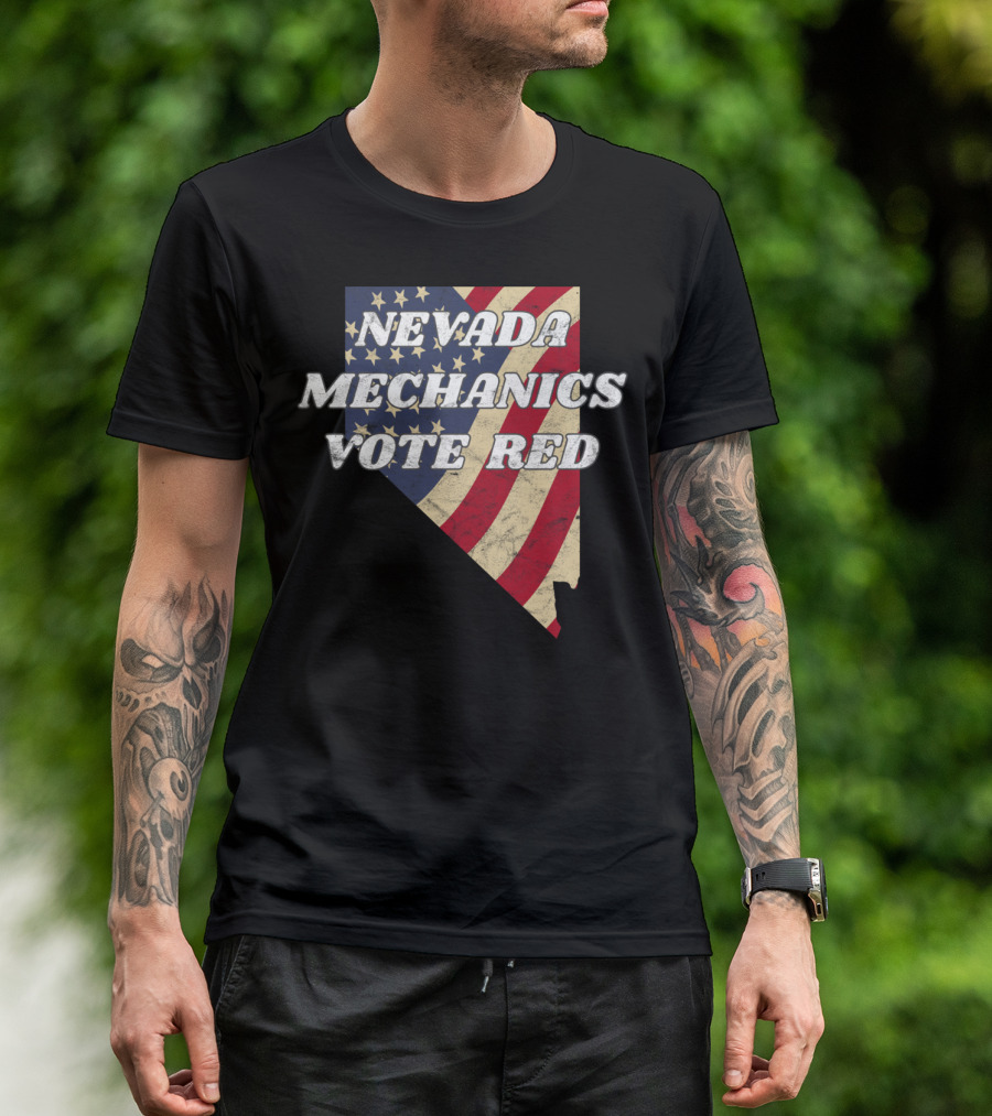 Nevada Mechanics Vote Red American Flag Shape T-Shirt