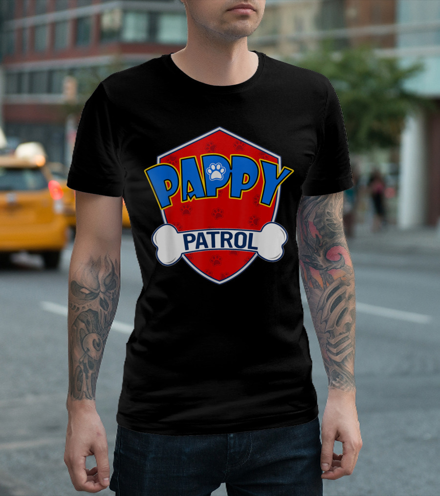 Pappy Patrol Paw Shield with Bone Badge T-Shirt