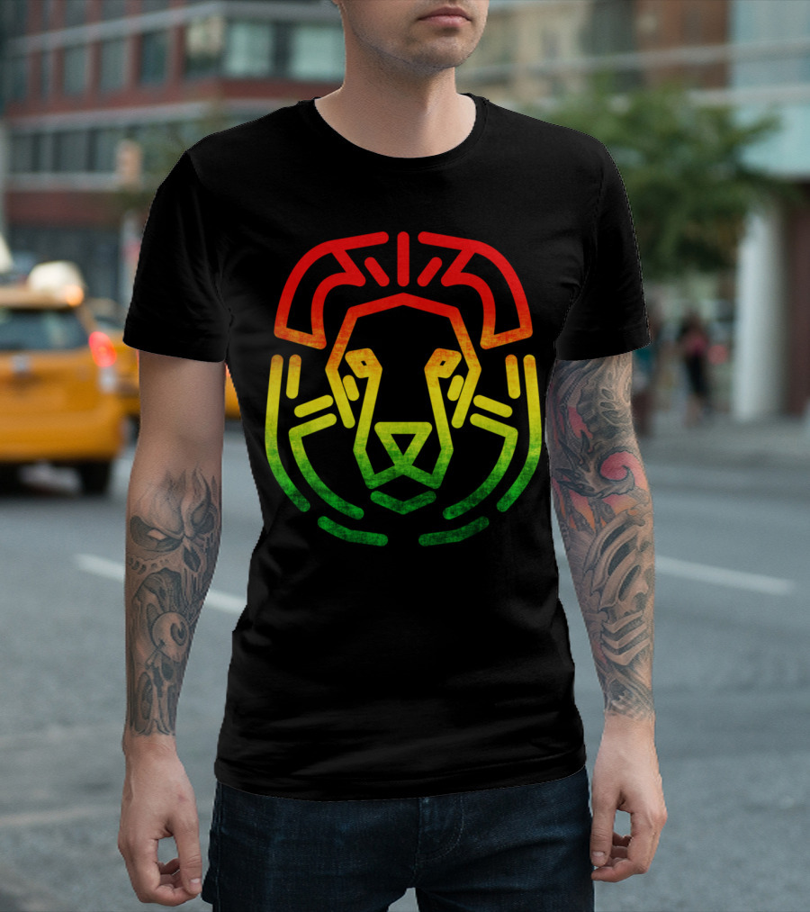Rasta Flag Reggae Lion Jamaica Geometric T-Shirt