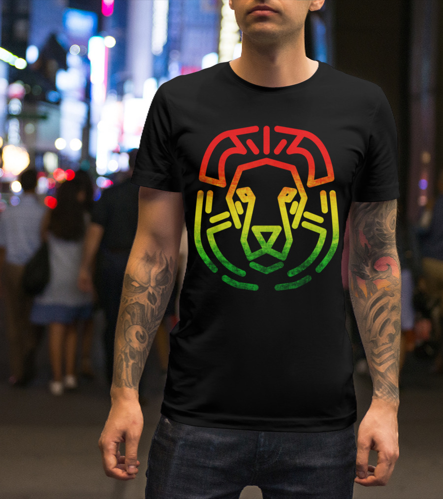 Rasta Flag Reggae Lion Jamaica Geometric T-Shirt