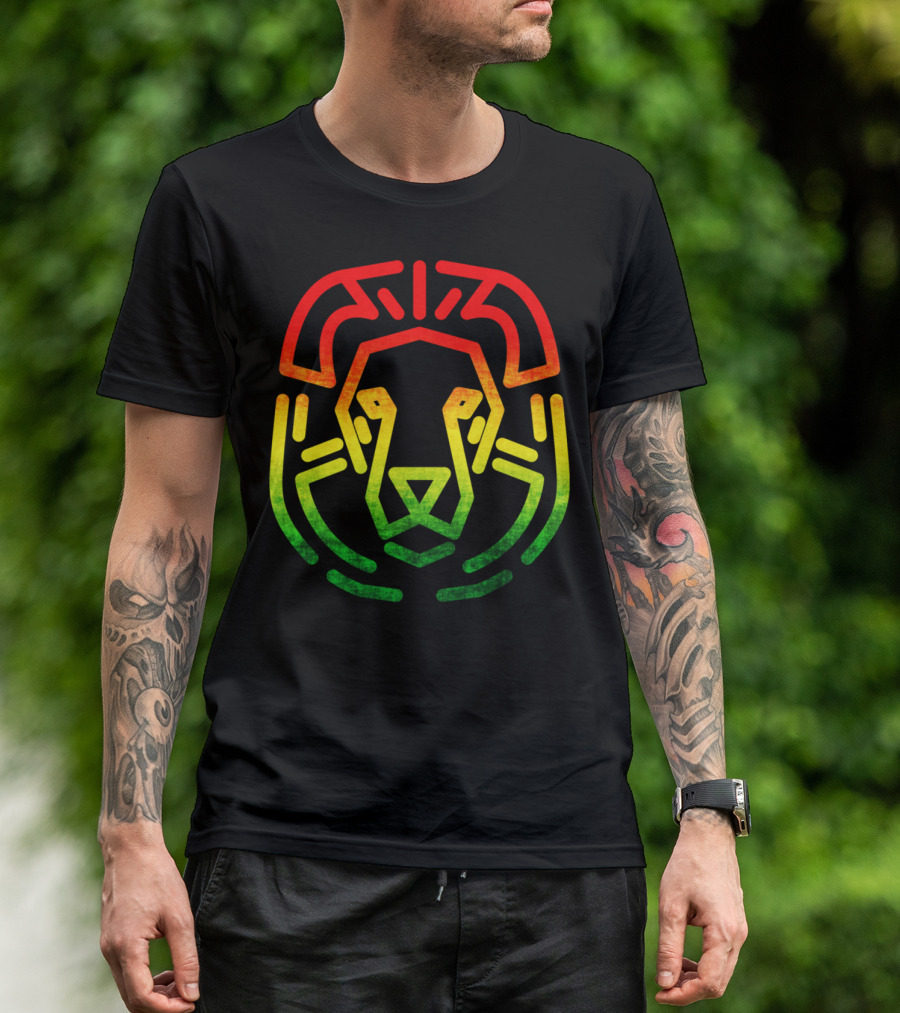 Rasta Flag Reggae Lion Jamaica Geometric T-Shirt