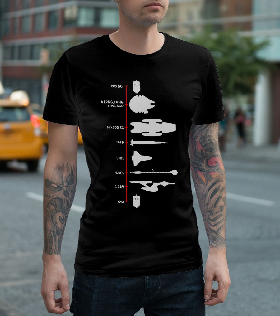 A Long, Long Time Ago Spaceship Timeline Science Fiction Rocket T-Shirt