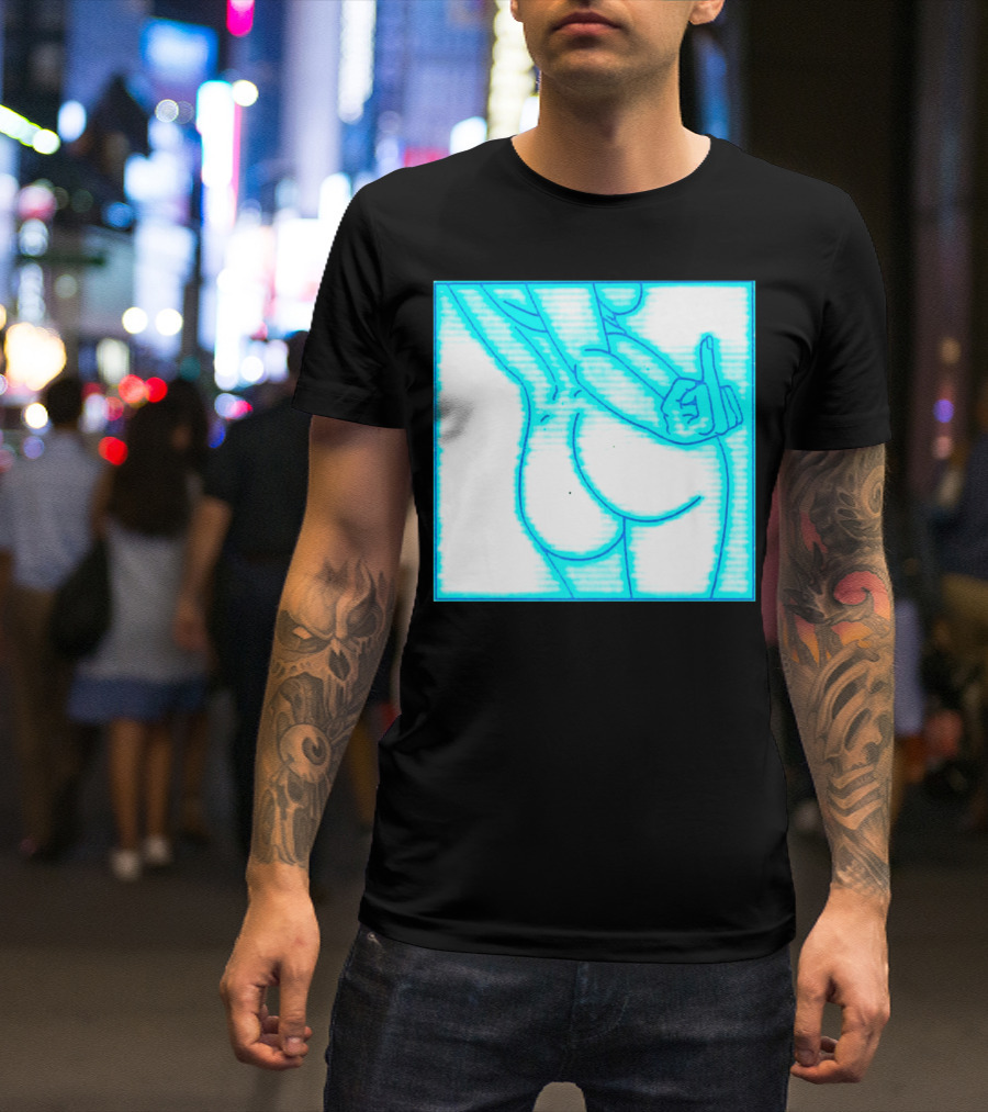 The Finger Middle Gesture Neon Outline T-Shirt