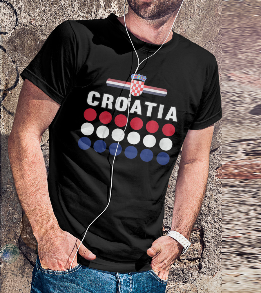 Croatia National Pride Croatian Flag Colors Checkerboard Crest T-Shirt