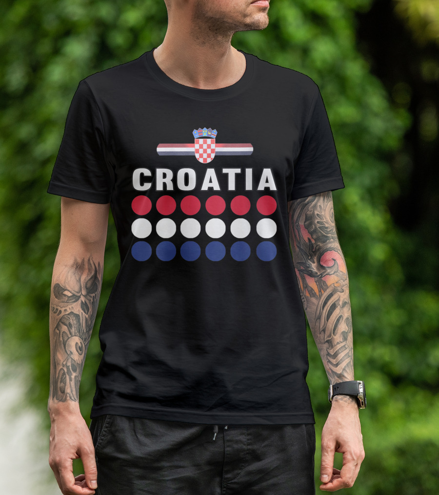 Croatia National Pride Croatian Flag Colors Checkerboard Crest T-Shirt
