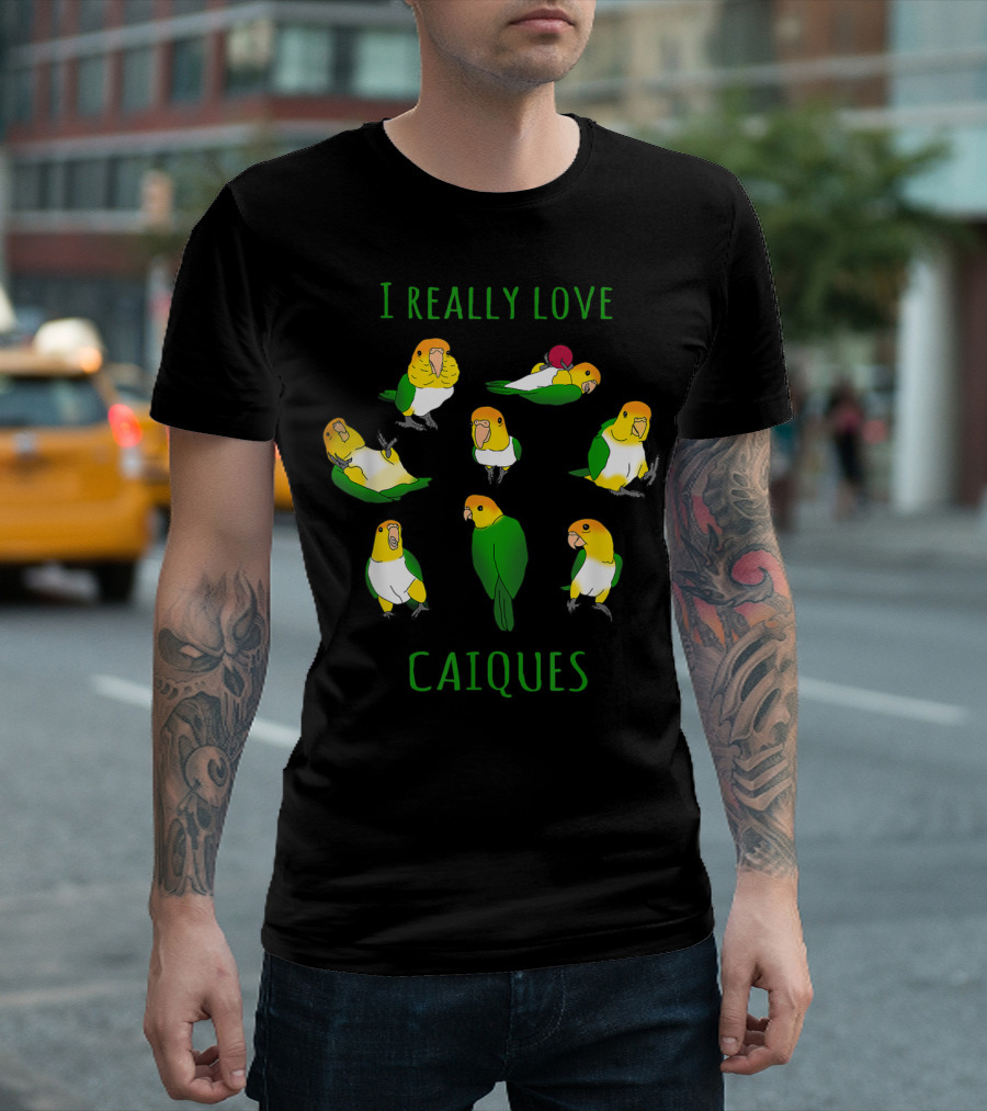 I Really Love Caiques Parrot Lovers Doodle T-Shirt
