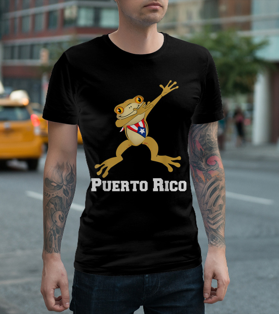 Dabbing Coqui Frog Puerto Rico Flag T-Shirt