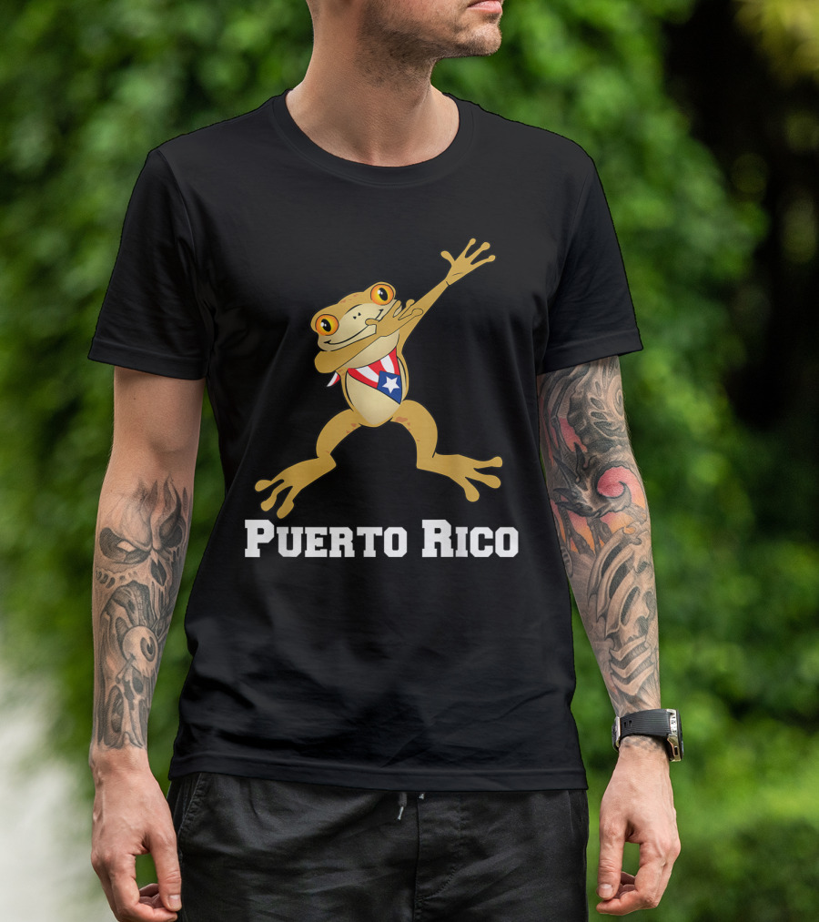 Dabbing Coqui Frog Puerto Rico Flag T-Shirt