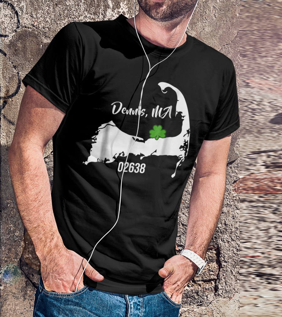Dennis MA 02638 Cape Cod Shamrock Summer Map T-Shirt