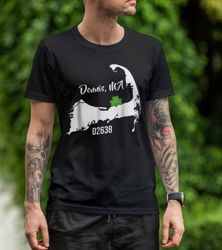 Dennis MA 02638 Cape Cod Shamrock Summer Map T-Shirt