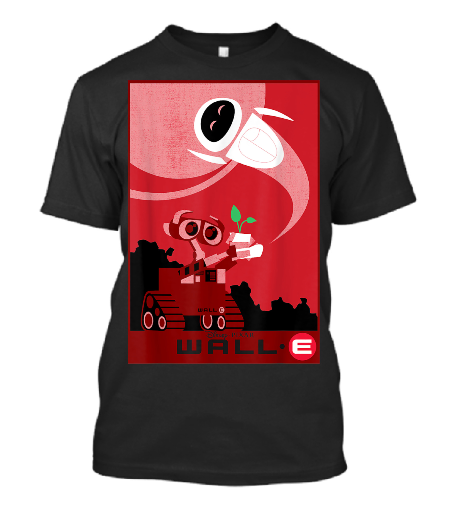 Disney Pixar Wall-E And Eve Red Poster With Plant T-Shirt