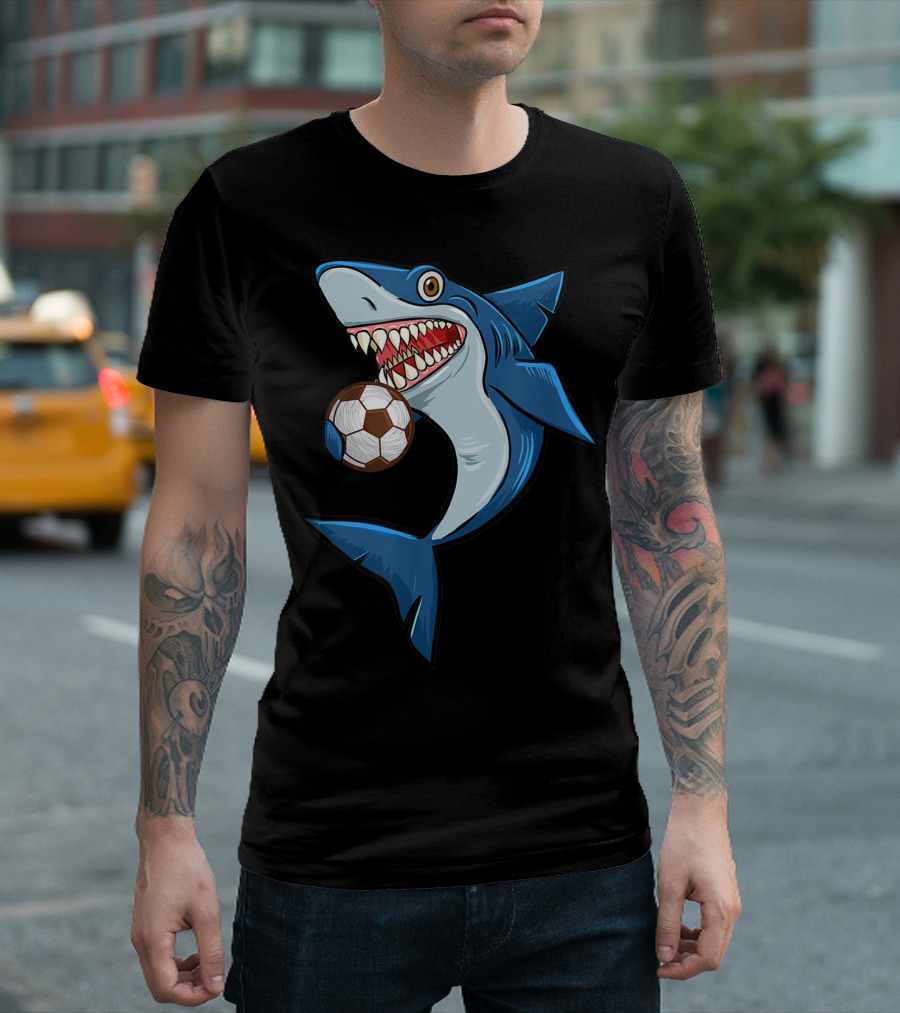 Football Sharks Love Animal Lovers Soccer Shark T-Shirt