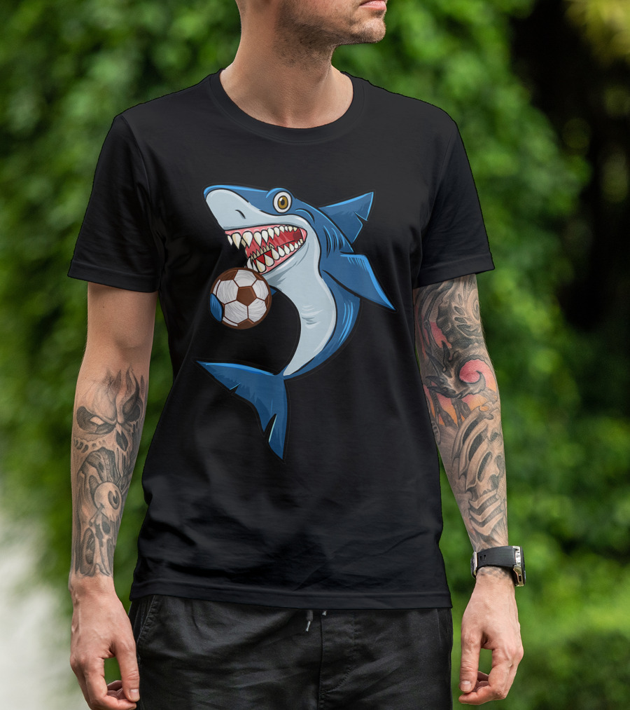 Football Sharks Love Animal Lovers Soccer Shark T-Shirt