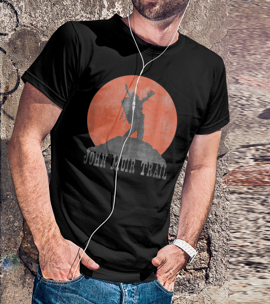 John Muir Trail Classic Hikers Silhouette With Backpack And Sunset T-Shirt
