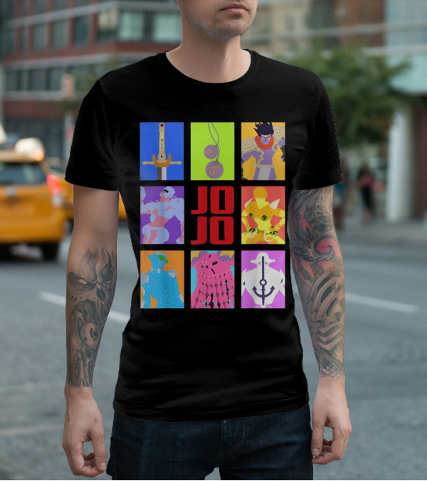 JOJO's Bizarre Adventure Iconic Character And Stand Panels Collection T-Shirt