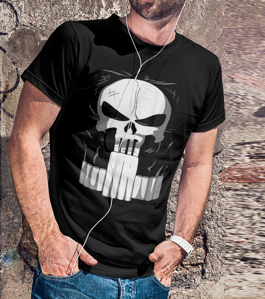 Marvel Punisher Skull With Bullet Teeth T-Shirt