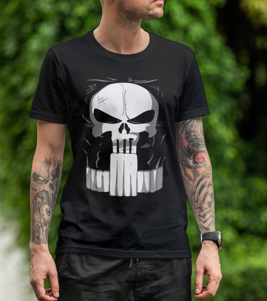 Marvel Punisher Skull With Bullet Teeth T-Shirt