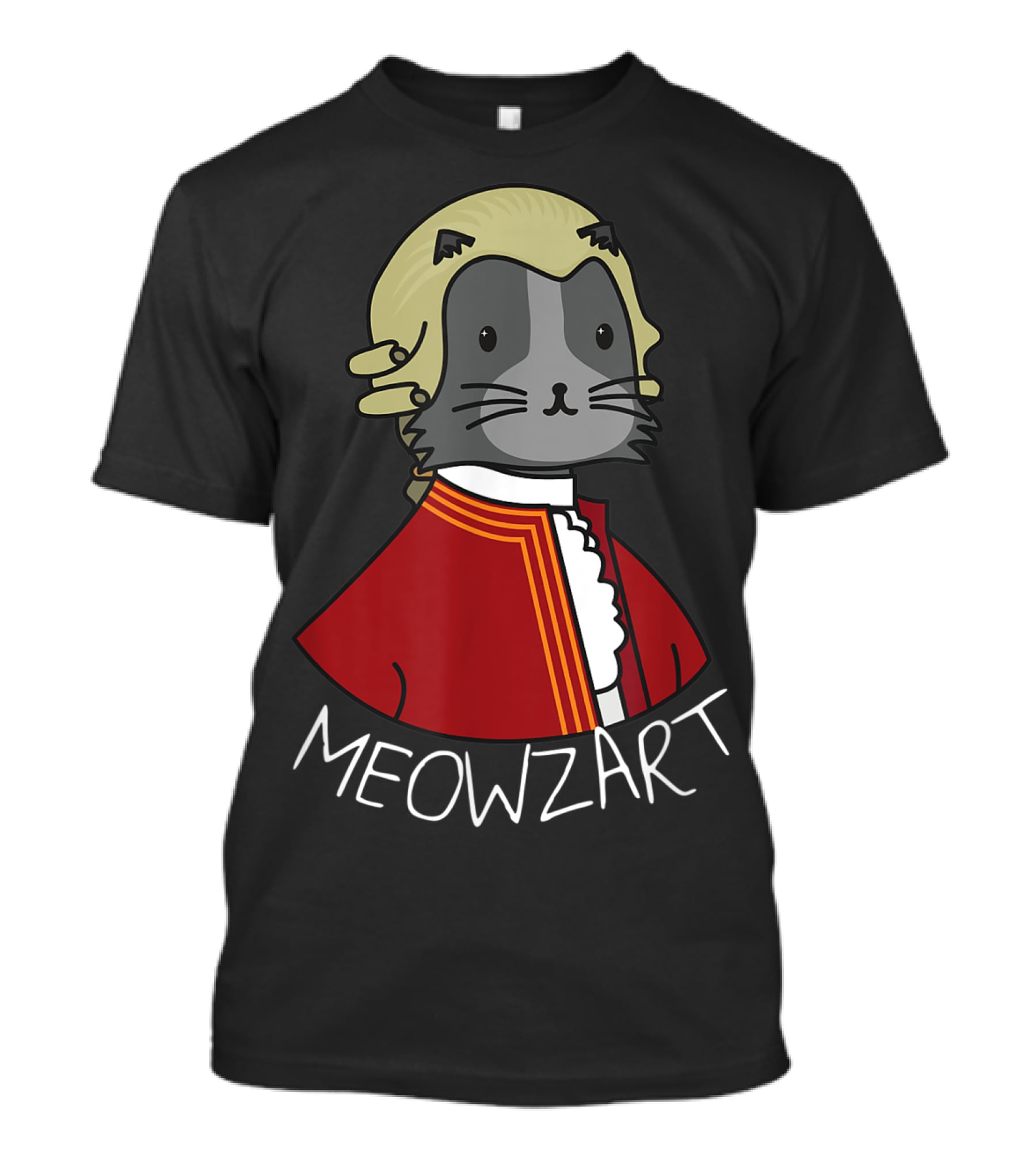 Meowzart Funny Cat Classic Music Mozart With Red Coat And Wig T-Shirt