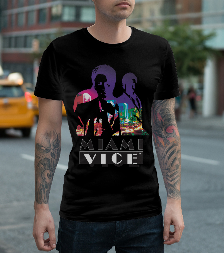 Miami Vice Classic Neon Cityscape T-Shirt