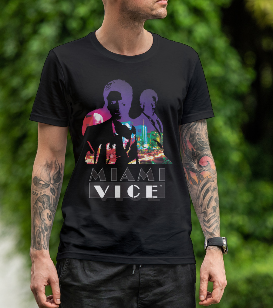 Miami Vice Classic Neon Cityscape T-Shirt
