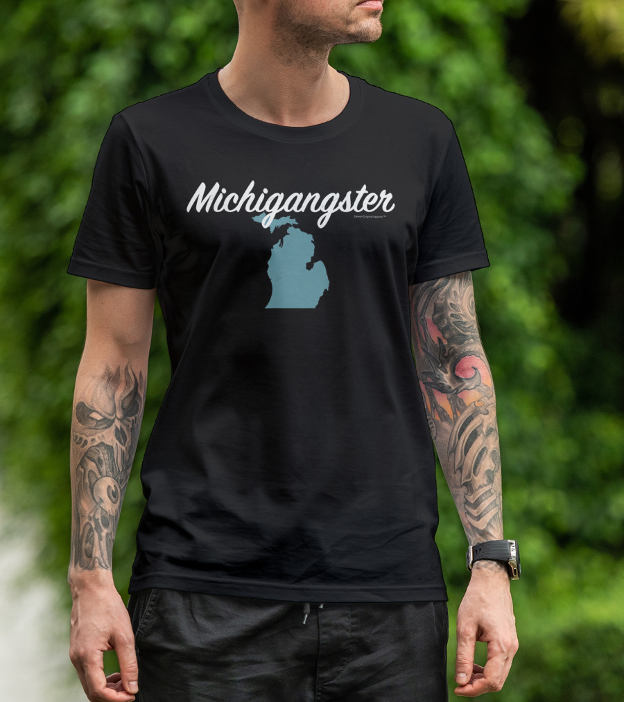 Michigangster Detroit Michigan Mitten Map T-Shirt